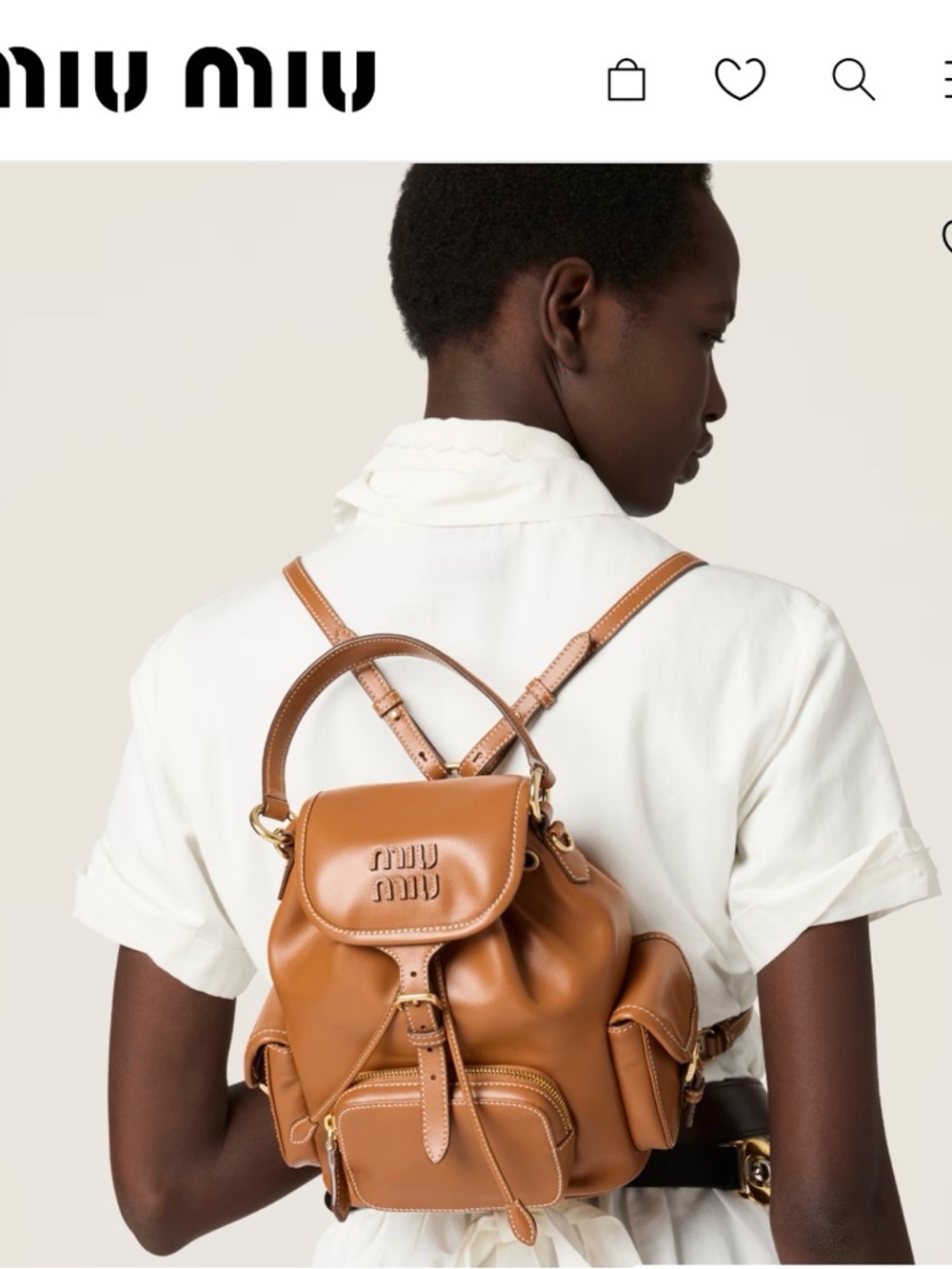 Miu Miu Caramel Brown Leather Backpack